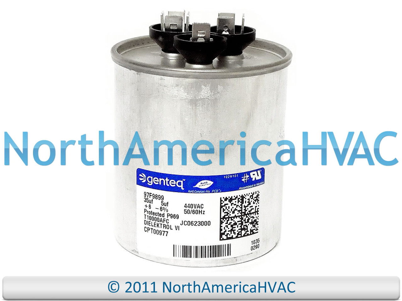 45/5 Mfd 370/440v Run Capacitor Genteq Capacitor Round 35/5